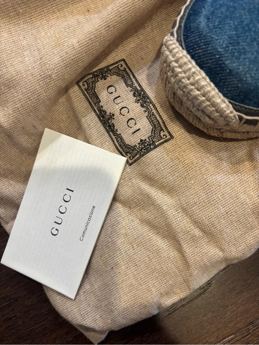 Gucci Denim & Gray Leather Espadrille Loafers
